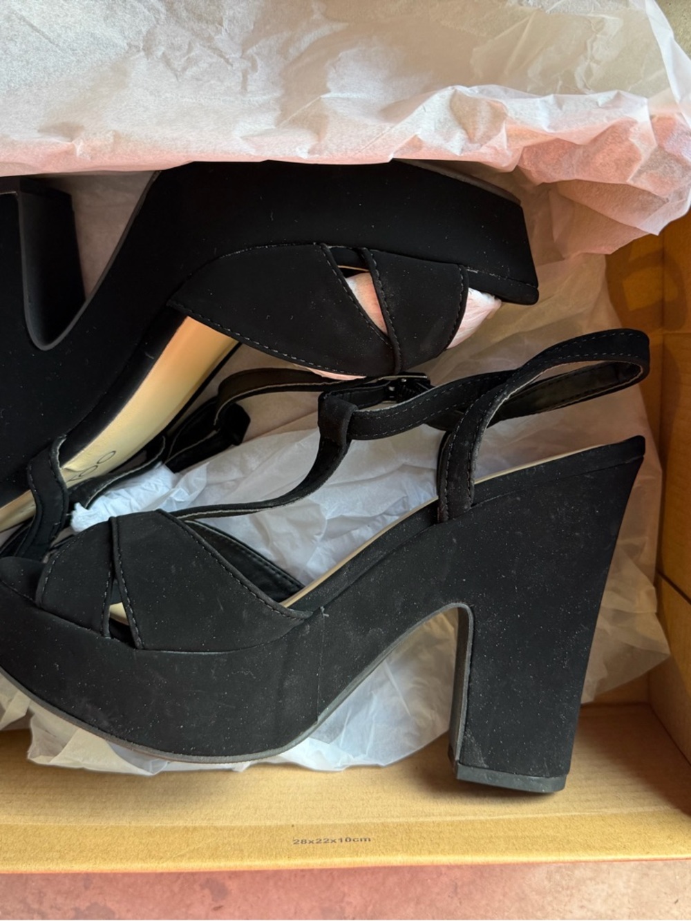 Black Platform Block Heel Slingback Sandals